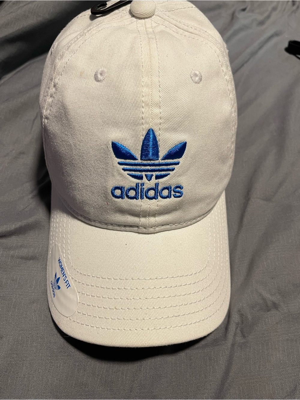 adidas White Cap with Blue Trefoil Embroidery